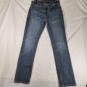 BKE Jake Straight Jeans Mens 31x32 Medium Wash Distressed Stretch Denim Buckle